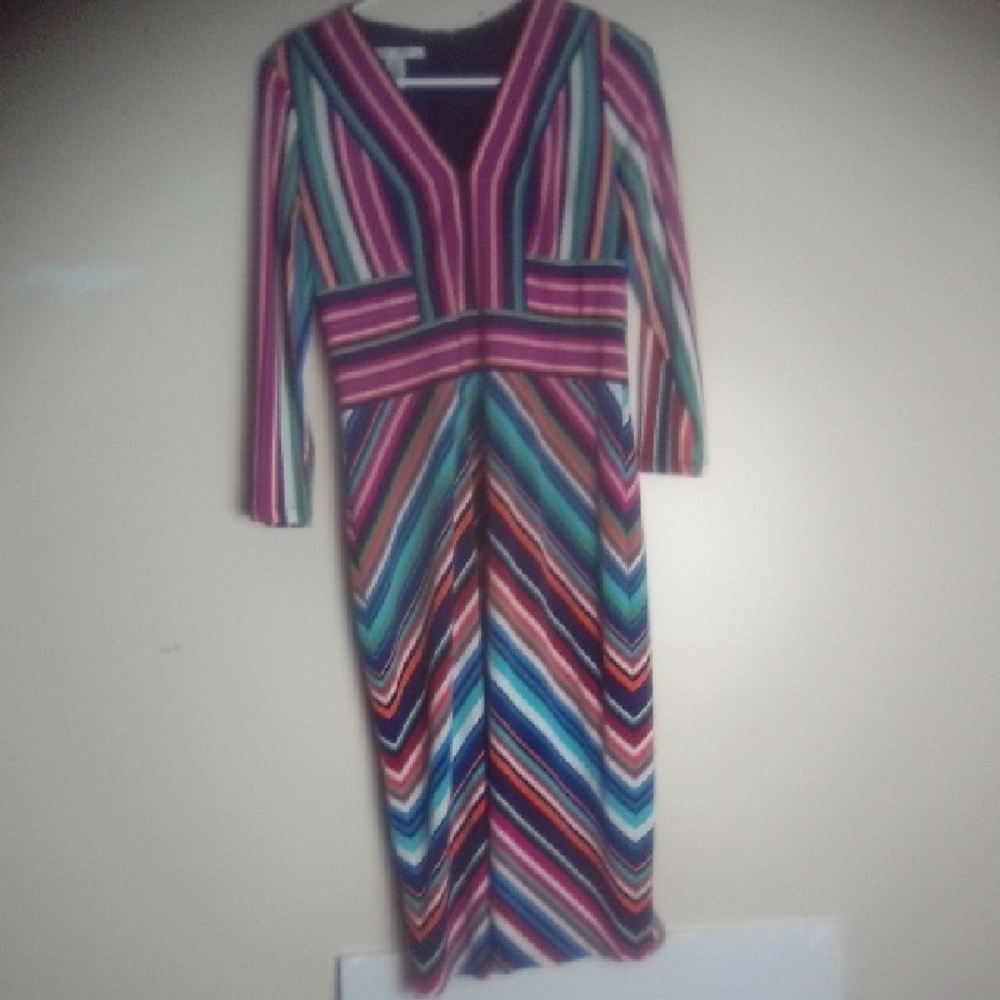 MAGGY LONDON Multicolor Striped Women's Dress SIZE 8 - Picture 3 of 9